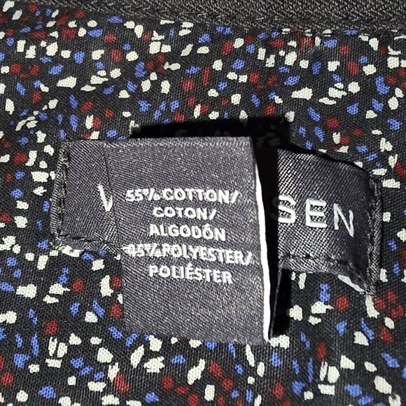 Van Heusen Men's Button Down Large, Blue White Red Speckles Long Sleeve Slim Fit - Picture 5 of 5